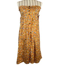 ASOS Tan Floral Front Slit Strapless Summer Dress Convertible Skirt Women Sz 4