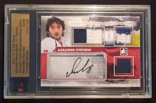 2011-12 ITG Ultimate Memorabilia Ovechkin Auto Glove Sock Jersey Silver 3/9 SP