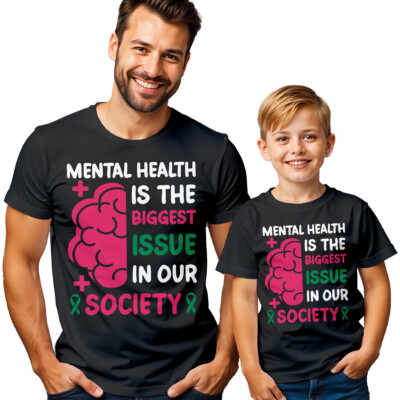 Herren und Kinder Gehirn psychische Gesundheit Bewusstsein T-Shirt Tee Angst emotional #MHA