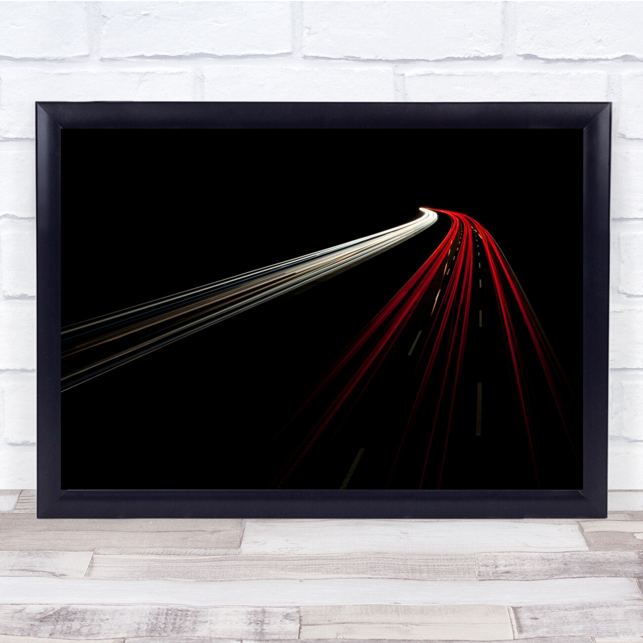 Night Abstract Road Lights Red Way Dark Street Transportation Wall Art Print
