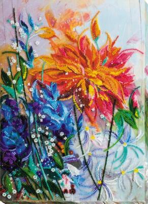 Bead embroidery kit Fire Color needlework kit Art canvas beadwork pattern