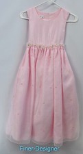 Bonnie Jean formal gown long dress chiffon pink bead flower girl wedding 10 NEW