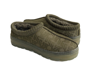 UGG 23.5 モカシン UGG WOMEN TASMAN GRAPHIC MONOGRAM BURNT OLIVE MOCCASIN SHOE
