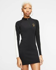 Nike Sportswear Icon Clash Black Long Sleeve Dress CU3529-010 Size S NWT