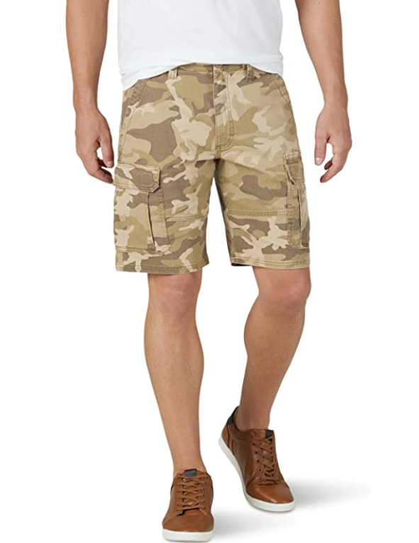 Wrangler Mens Relaxed Fit Cargo Shorts w/ Stretch Beige Khaki Camo CHOOSE  SIZES