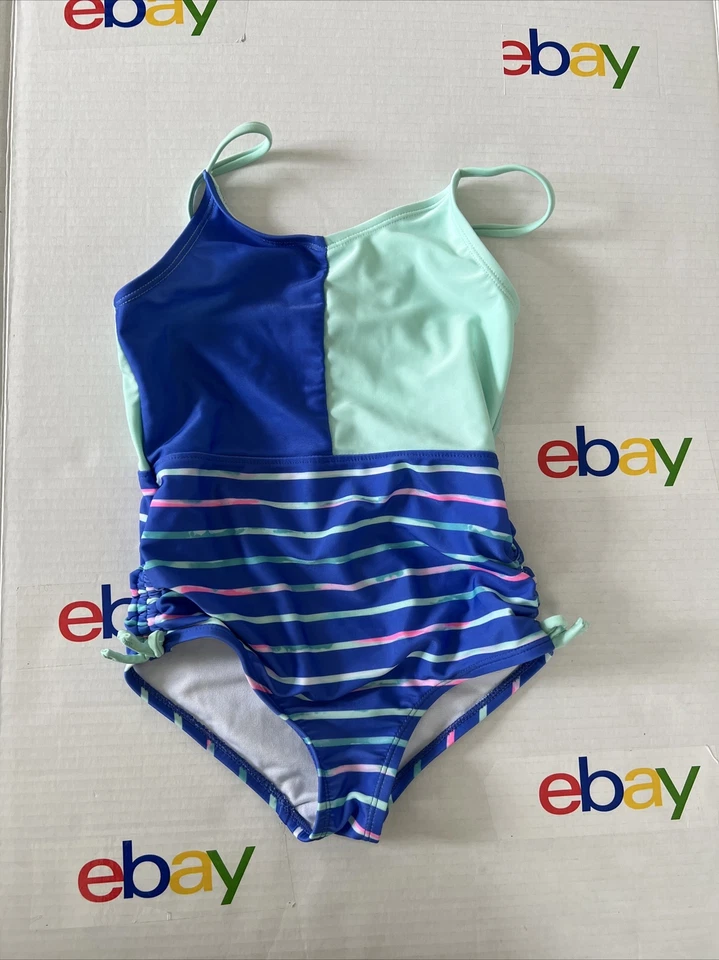 Nautica маленьких девочек лето цельный бассейн купальник, омбре лимон, синий, размер 7 - Изображение 2 из 4