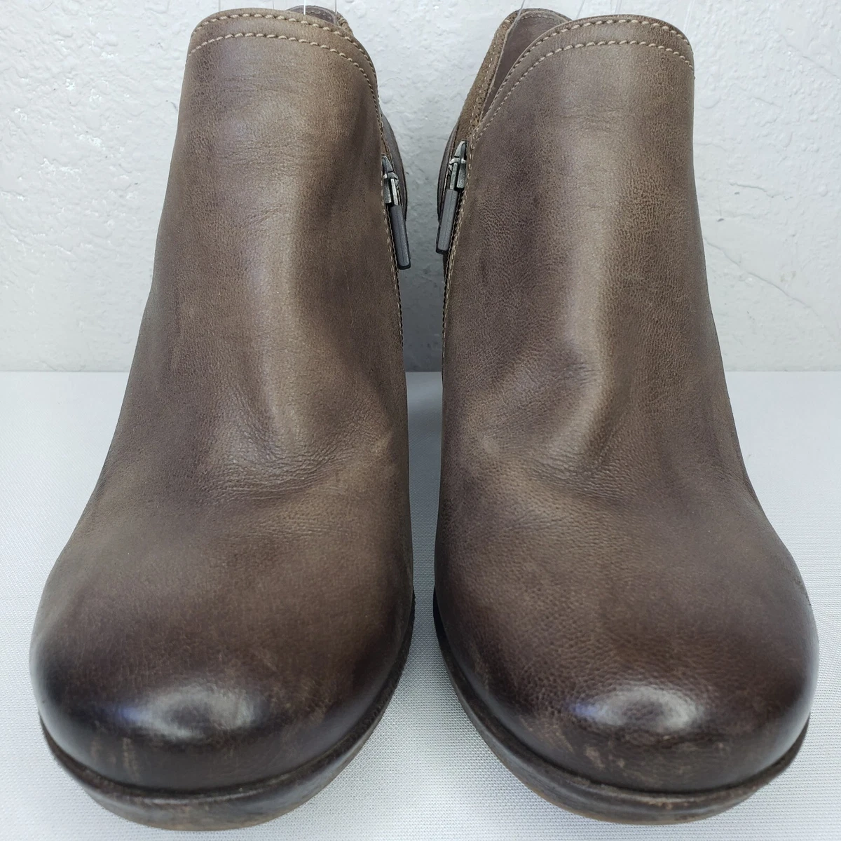 Dansko Marcia Burnished Brown Leather Ankle Heel Boots Shoes Sz 37 EU 7 US