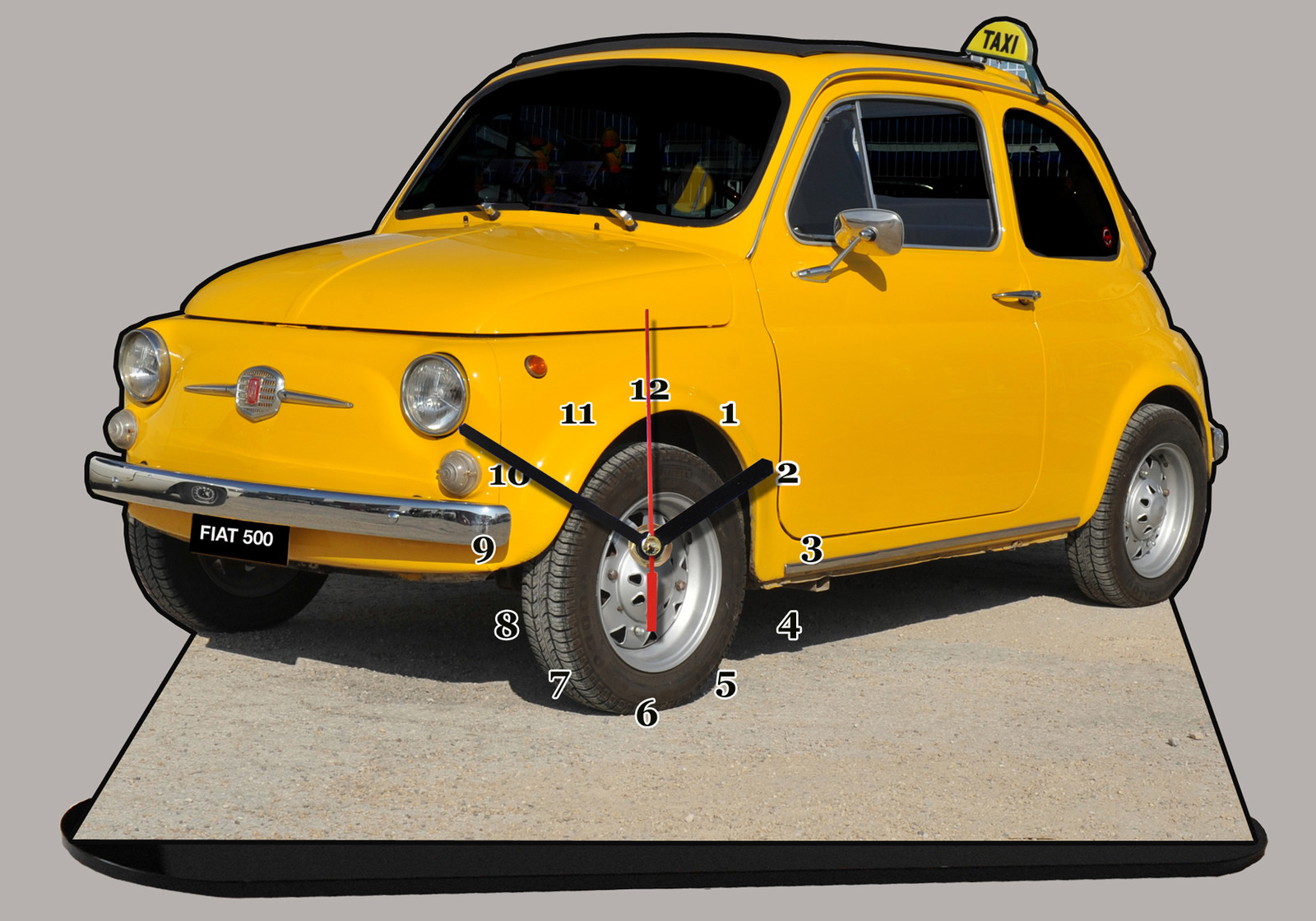 Fiat 500-08 voiture miniature avec horloge intégrée pour décoration murale de salon rétro