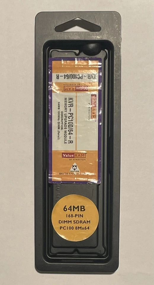 New In Box. 1 x 64MB KINGSTON PC-100 MEMORY SDRAM - KVR-PC100/64-R - Image 2 of 2