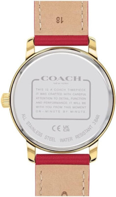 Coach Grand Watch With 36mm Coach Signiture Face & Red Leather Band Coach Grand Black Dial Carriage Design Red Leather Strap  main image 2
