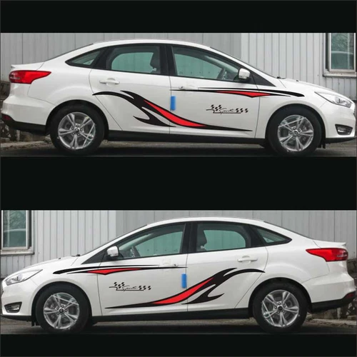 2Pcs Car Body Side Vinyl Decal Stickers Stripes Graphics Truck SUV Accessories - Foto 1 di 9
