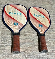 Helium Flyte Pickleball Set Paddles 2 Wood Nice Grips