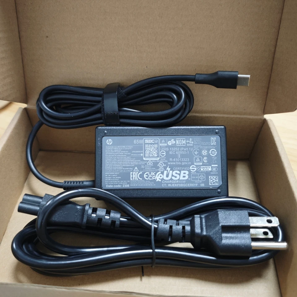 Cargador Adaptador Original OEM 65W HP USB-C Tipo-C L67440-001 L65505-002 EliteBook Foto 2 de 4