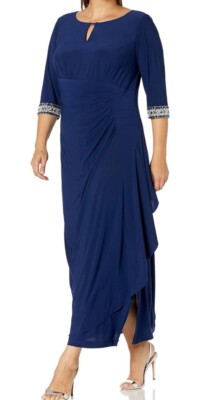 Alex Evenings Size 6P Embellished Faux Wrap Gown in Cobalt Blue, MSRP: $239  | eBay