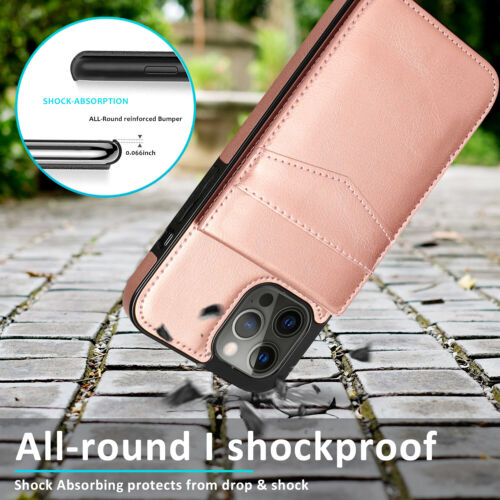 For i Phone 15 14 13 12 11 Pro Max XR Flip PU Leather Card Slot Shockproof Case - Picture 40 of 43