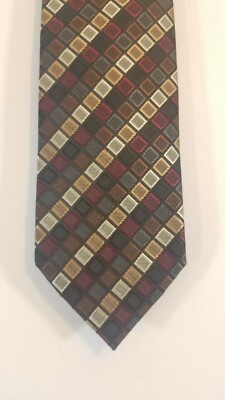 Croft & Barrow Tie Black Red Metallic Striped Geometric Poly 59 x 3 Hand Made