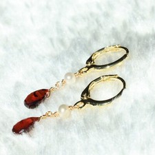 Boucles D'Oreilles Clous En Argent Sterling Avec Grenat - Modèle 1783 Rose-Mimosa (Neuf Avec Étiquettes)