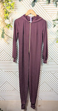 Savage X Fenty Jumpsuit Romper Burgundy Sleep And Shine Hooded Stretch SMALL