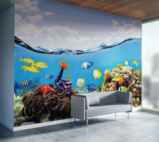 Ocean Wall Mural, Underwater, Under The Sea - Self-adhesive Removable Decal