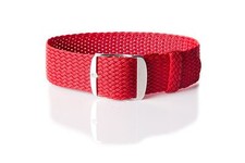Crimson Perlon Braided Woven Watch Strap/Band With Stainless Steel Buckle 20mm