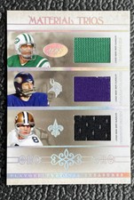 🔥JOE NAMATH FRAN TARKENTON A MANNING 2007 NT MT 3 COLOR GAME USED JERSEY /25!🔥