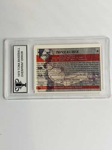Tony Kubek 1979 TCMA Baseball History Series - #244 (Overprint Error) RARE!! - Picture 4 of 5