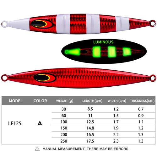 30-250g Deep Sea Luminous Slow Fall Pitch Metal Flat Jigging Angelköder - Bild 6 von 15