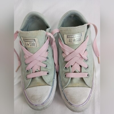 Converse All Star Mint Green Sneakers with Butterly Pink Laces (#1,355)