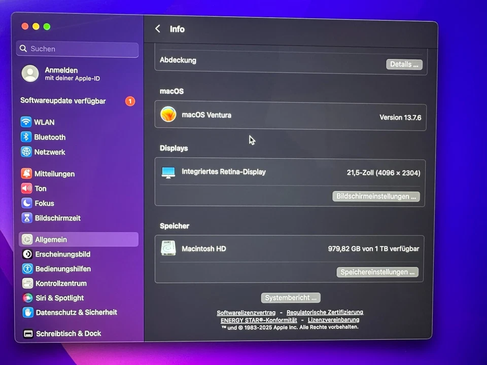 Apple iMac 21,5 Zoll Intel Core i5 3,0 GHz 8 GB RAM 1 TB HDD Modell 2017 - Bild 4 von 4
