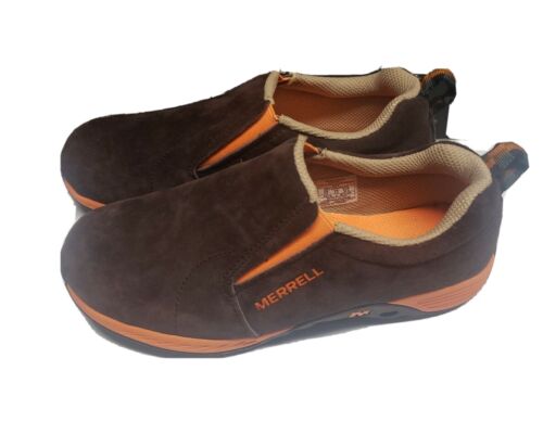 Merrell Womens Shoes Size 5.5  Brown Suede w orange  Hiking Slip On - Afbeelding 1 van 4