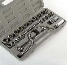 NEW ATF 25 pc 1/2" Drive SAE and Metric Sized Socket Wrench Tool Set Kit