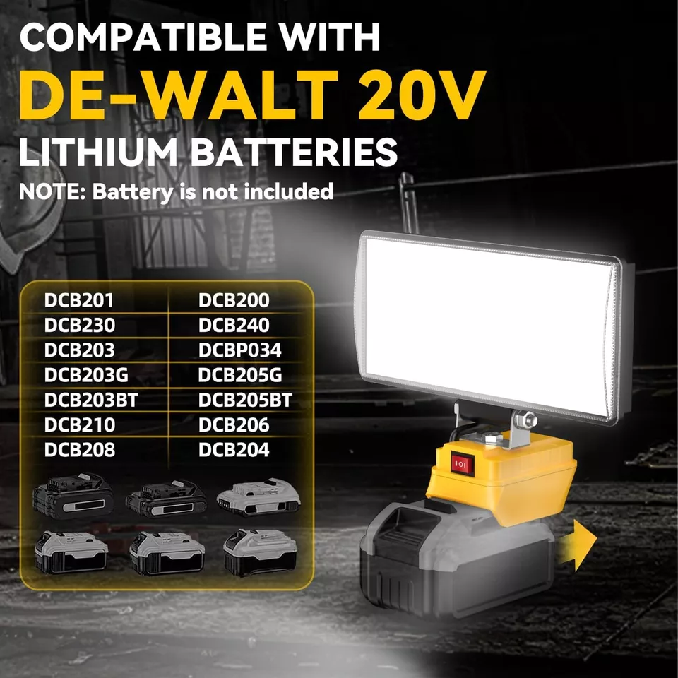90W LED Work Light for Dewalt 20V Battery Flood Light Camping Lamp Spotlight - Image 4 of 4