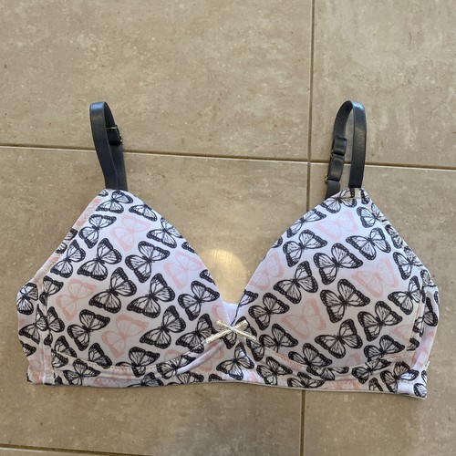 Nicole Miller New York Wire Free Lined Demi Bra White 34A Butterfly