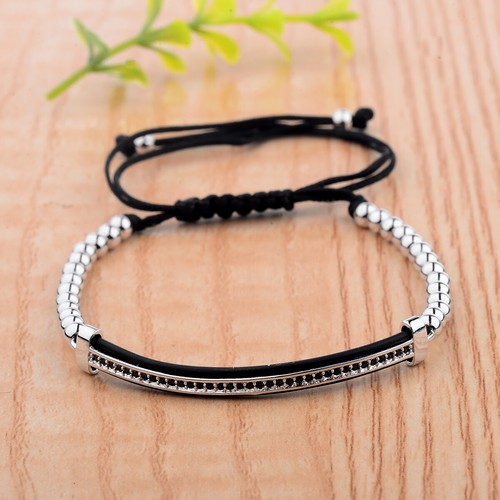 Fashion Men's Silver Micro Pave CZ Zircon Ball King Crown Braided Bracelets USA - Picture 18 of 22