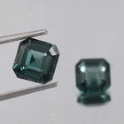 Natural Indicolite Blue Green Tourmaline Loose Asscher Cut Gemstone Matched Pair