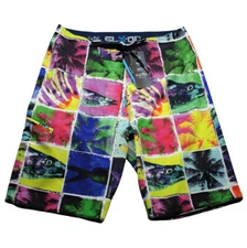 Salt Life Board Shorts SLX-QD Vapor Stretch Mens Size 30 Colorful Fish No Lining