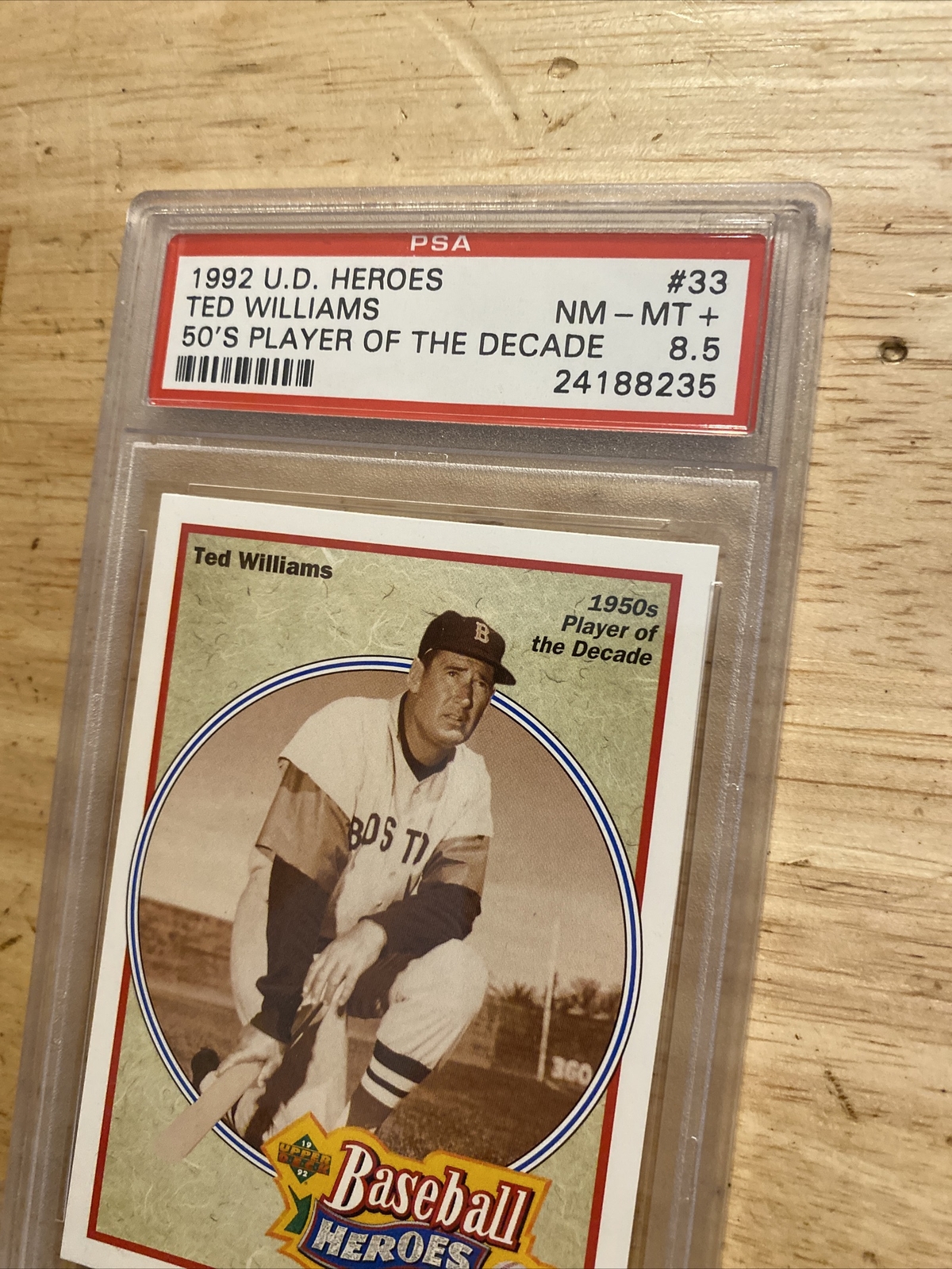 Ted Williams PSA 8.5 Vintage Baseball Card 1992 Upper Deck Boston Red Sox MLB view 4
