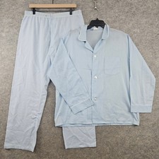 Sears Pajama Set Men's Large Blue Vintage Perma-Prest Long Sleeve Pants 42-44