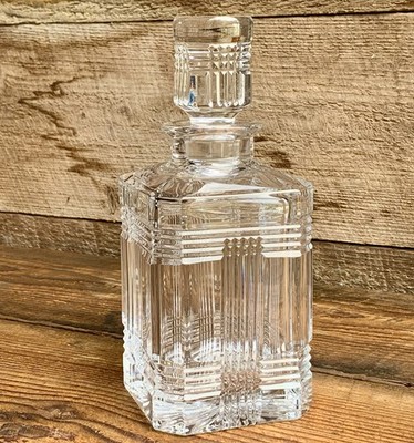 Ralph Lauren Crystal Decanter Glen Plaid Square w/ Beveled Corners Round Stopper