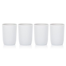 Bathroom Tumblers 4 Pack Plastic Cup Set Toothbrush Holder White
