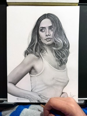 Ana de Armas Freehand Graphite Realistic Pencil Drawing 9  x 12  Art