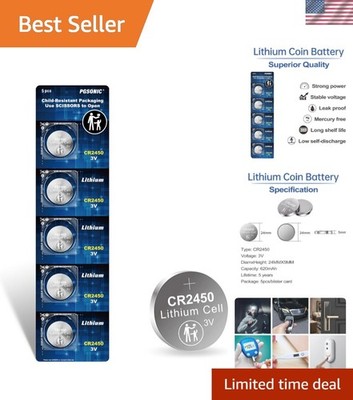 High Density 3V Lithium Battery 5-Count - Perfect for Remotes and Smart Devices