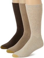 Gold Toe Men's Uptown Crew 3 Pack Socks, Multi, Sock Size 10-13/Shoe Size 6-12.5