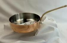 Mauviel 1830 9.5" Copper & Stainless Steel Sauté Pan w/ Brass Handle France