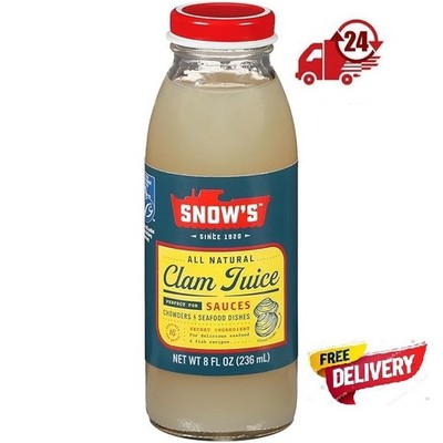 Snow's All Natural Clam Juice, 8 oz Bottle - Gluten Free, 8 Fl Oz (Pack of 1)