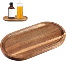 Small Acacia Wood Serving Trays Mini Wooden Platters Wooden Vanity Tray Dispense