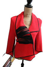 NEW W/TAGS: WOMEN BLAZER JACKET RED/ BLACK; MODAS STUDIO Made in Germany SIZE M