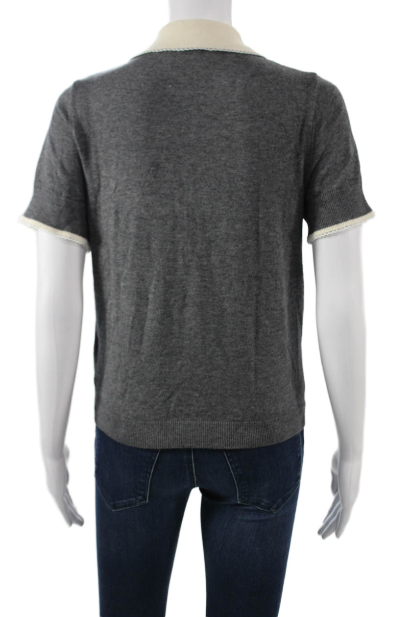 Zara Womens Basic Collared Short Sleeve Sweater G… - image 3