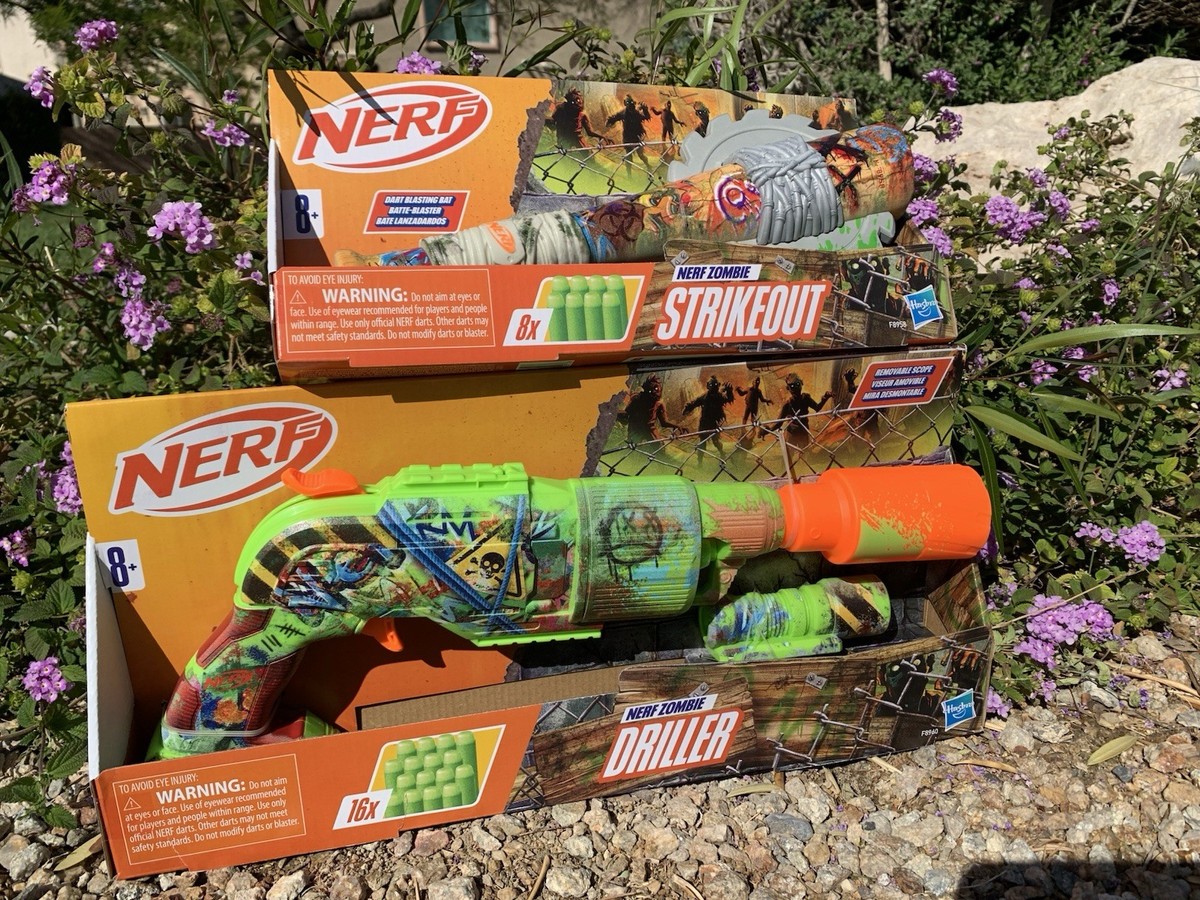 NERF Zombie Driller Dart Blaster And STRIKEOUT COMBO NEW | eBay