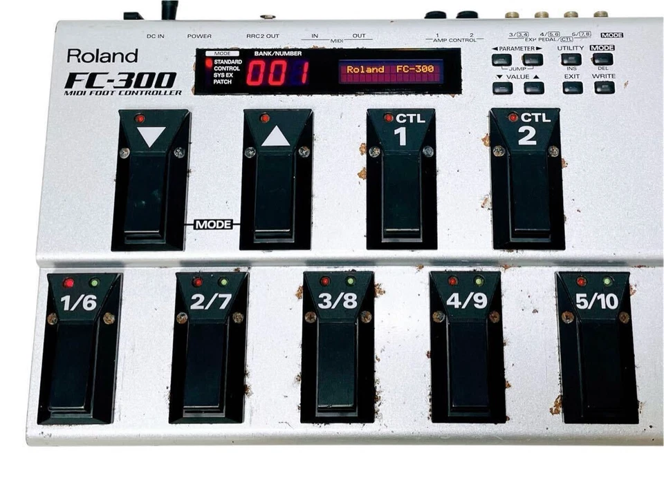Controlador de pie Roland FC-300 MIDI pedalera adaptador probado batería OK Japón Foto 3 de 4